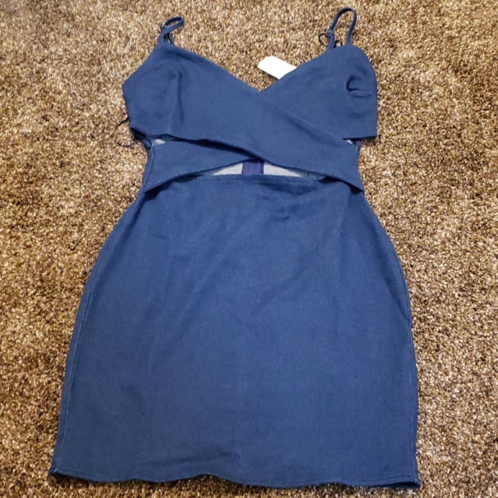 Denim form fitting mini dress